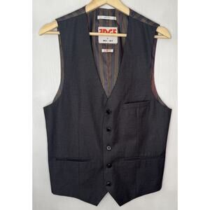 Edge Men’s Dress Vest size Medium Dark Gray Purple Gold Stripe Colorful Slim Fit